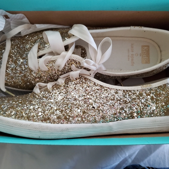 Keds Shoes - Kate Spade Platinum Glitter Shoes